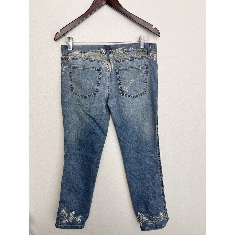 VTG RoccoBarocco Jeans Women’s Size 27 Floral Fish Embroidered Straight Leg - Picture 5 of 11